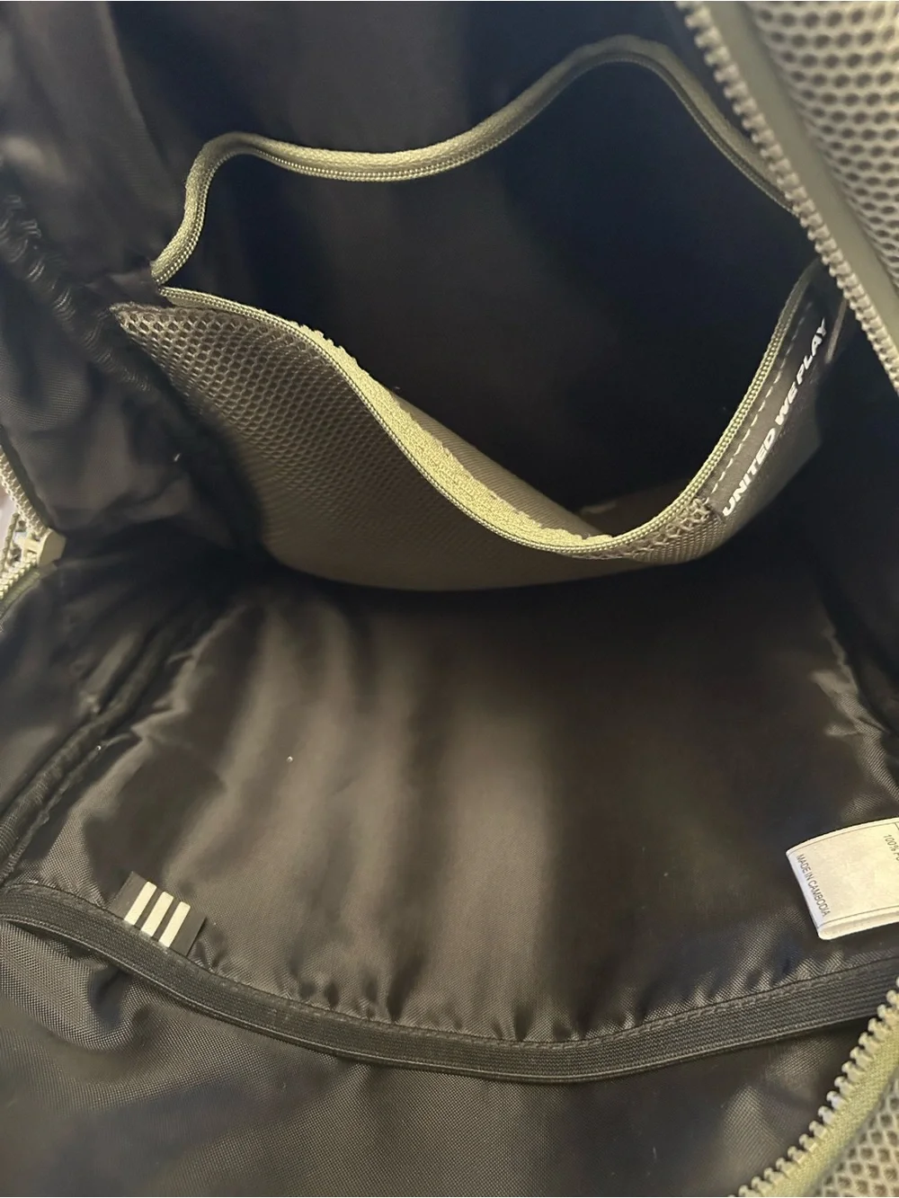 adidas Black Interior Backpack Organizer with Olive Trim